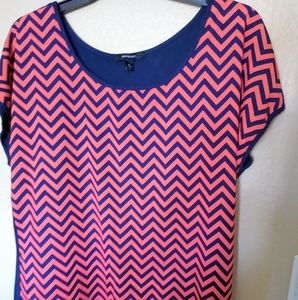 Orange and blue chevron top